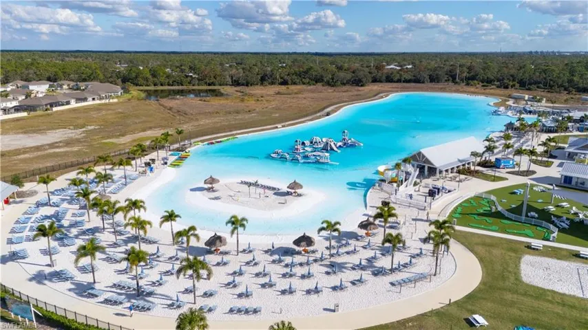 Drone / aerial view of a nearby body of water