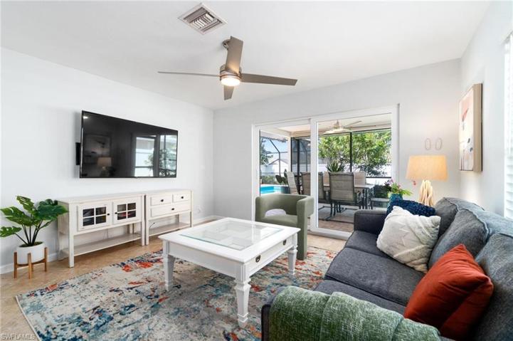 Abundant natural light floods the family room.