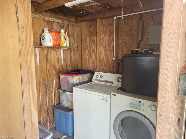 Laundry is located in the front of the boat house. washer and dryer are not included