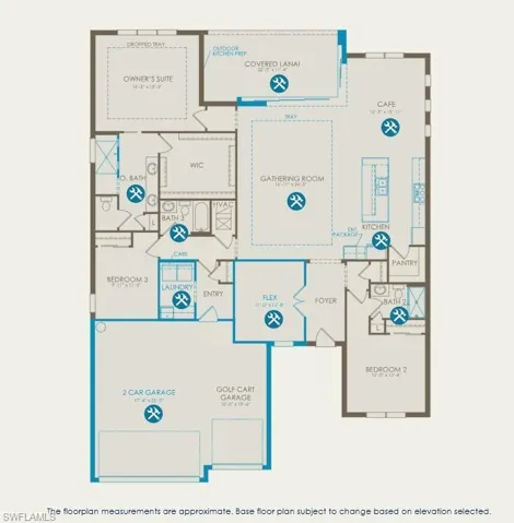 Floor plan with structural options selected.