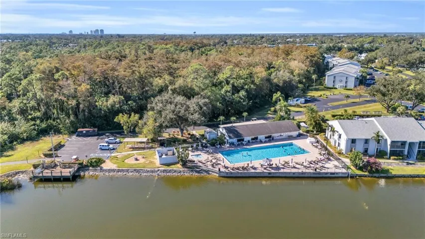 Pool and clubhouse on a huge pond