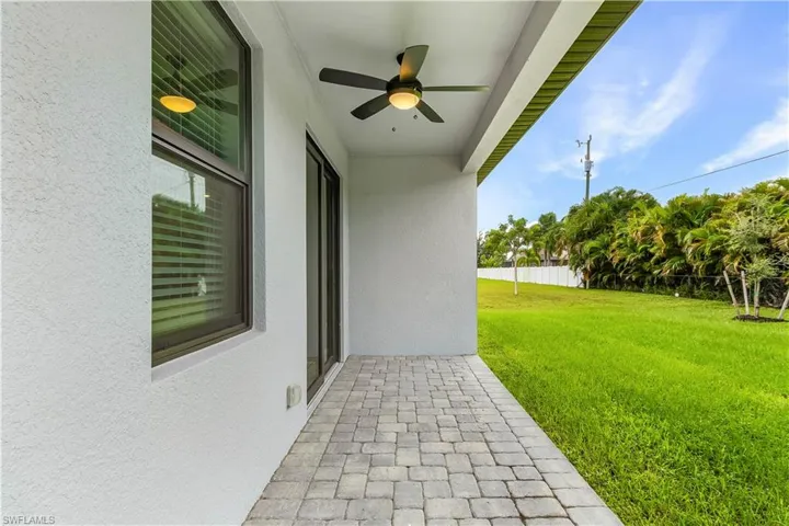 View of patio / terrace featuring a ceiling fan