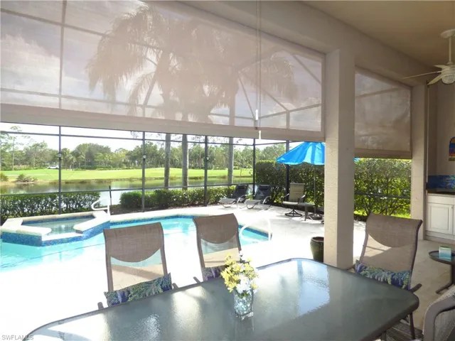 View of lanai and storm shutters.