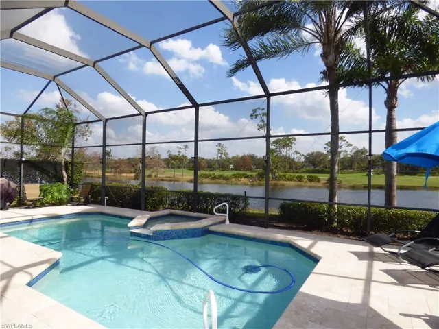 View of solar heated swimming pool.
