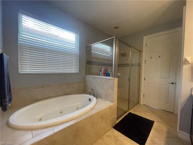 Bathroom with independent shower and bath.