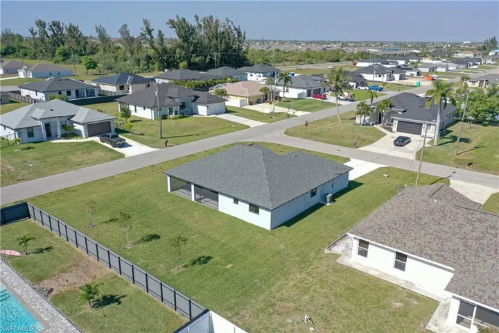 Aerial perspective of suburban area