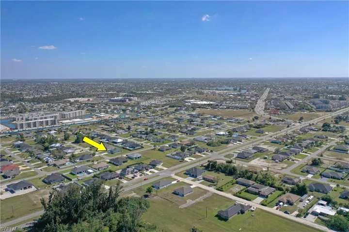 Aerial view of residential area