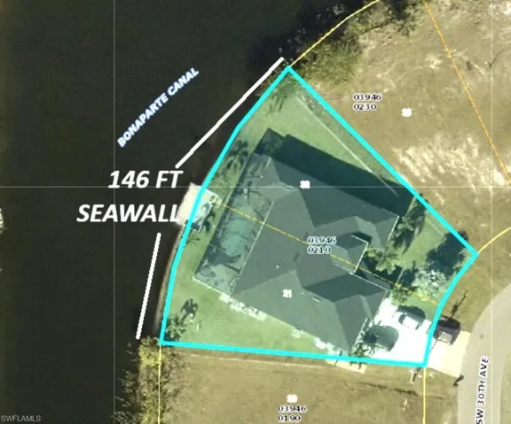 Large side yards and 146 ft seawall nearly twice normal length provides provides privacy and flexibility.