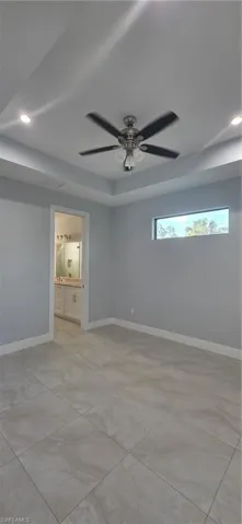 Spare room with recessed lighting and ceiling fan