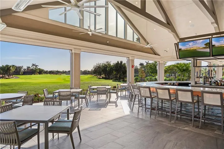 Osprey's outdoor bar with golf course view