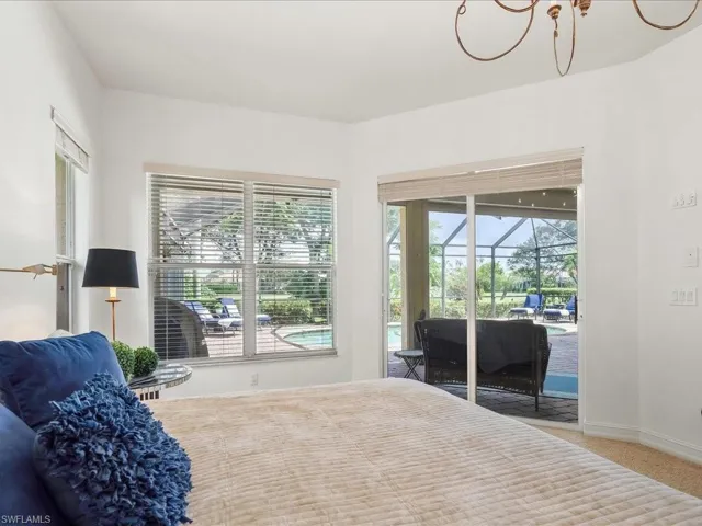 Large picture window for the view and sliders for access to the pool.