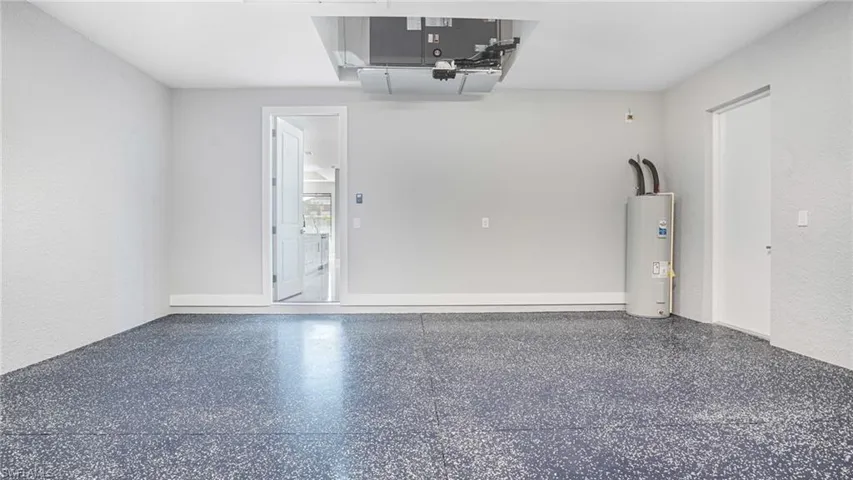 Garage with electric water heater
