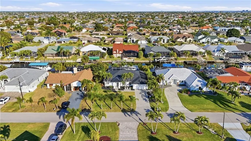 Aerial perspective of suburban area