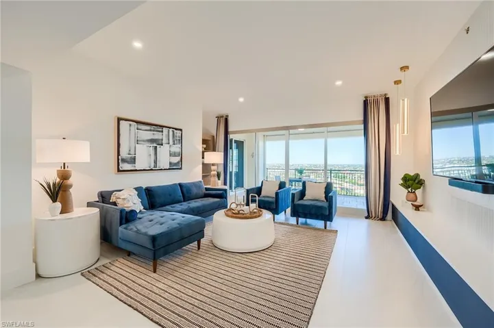 Living room with recessed lighting