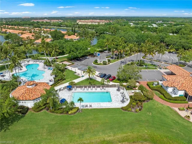 Aerial view of a pool area