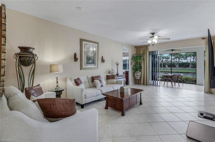 Comfortable Main Living area facing lanai/pond view