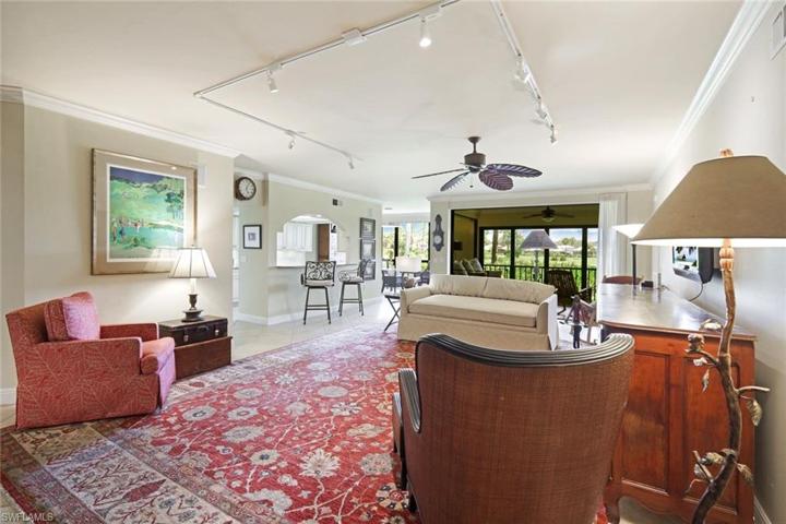 View of living area from guest hallway.