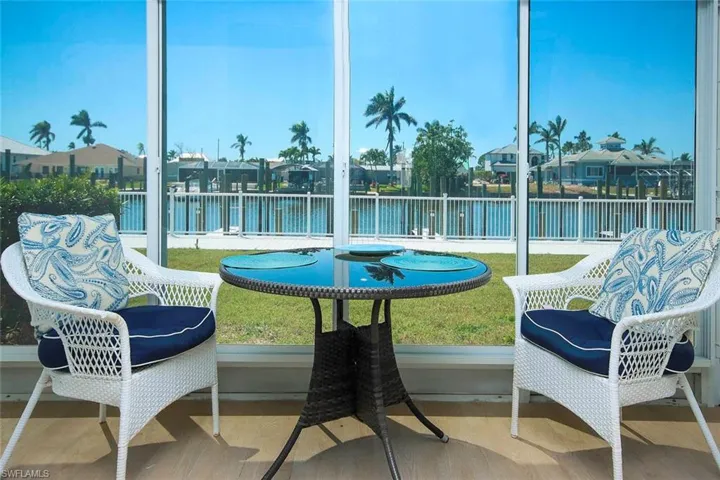 Sunroom / solarium featuring a water view