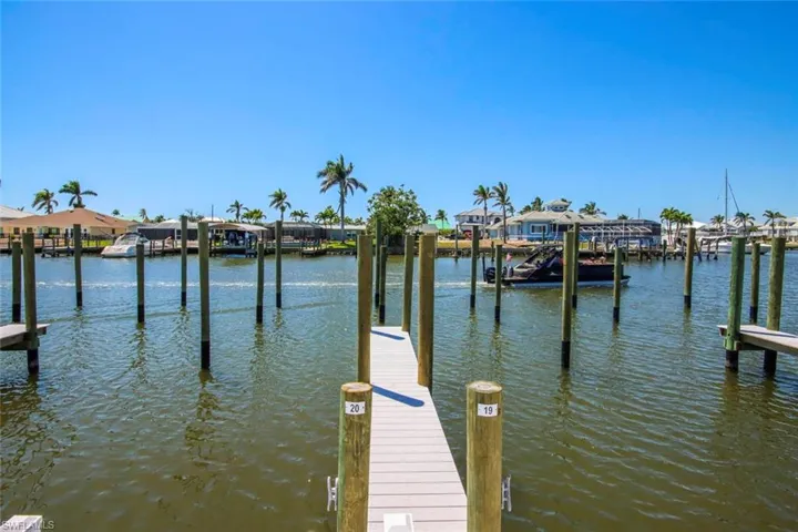 Dock area with a water view and a residential view