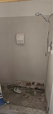 Bathroom view of a shower stall