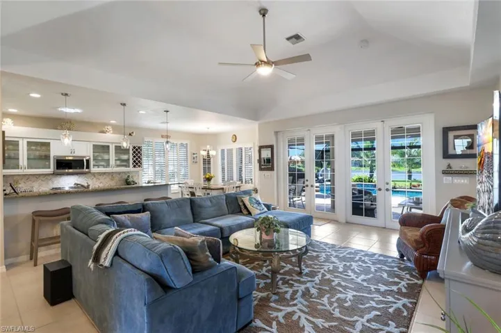 Great Room opens to lanai from French Doors