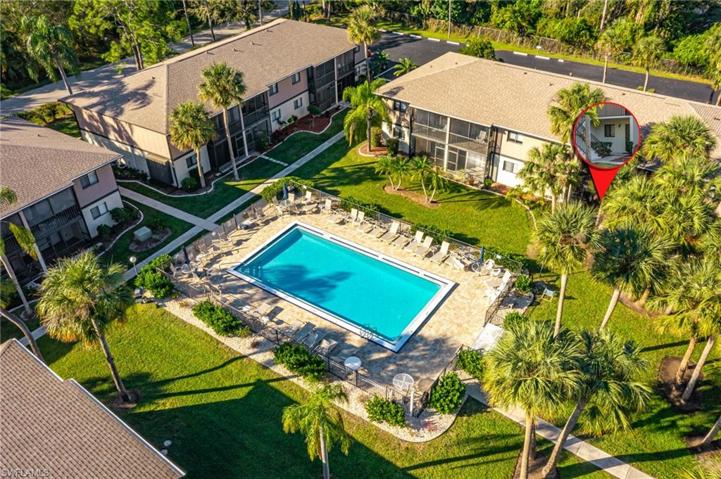 Aerial view of the fabulously manicured grass and refreshing pool