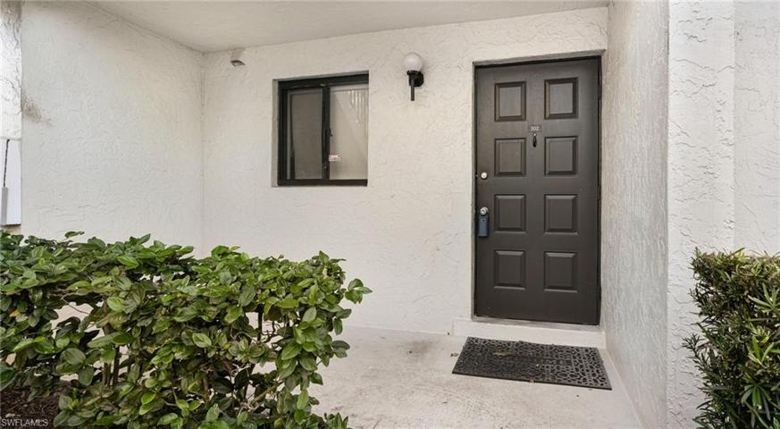 Front entry with sleek/modern black door
