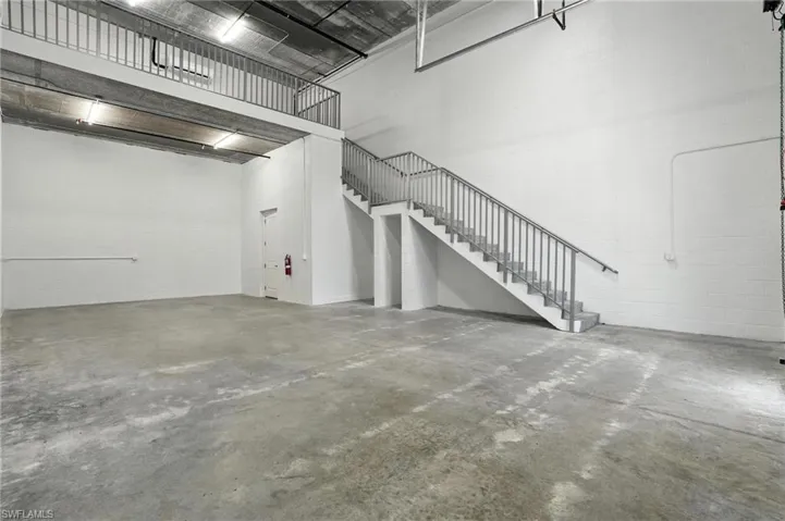 Garage with concrete block wall