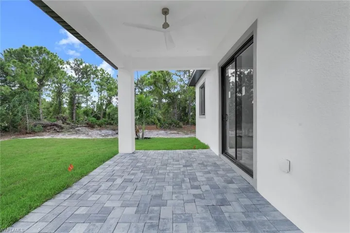 View of patio / terrace featuring ceiling fan