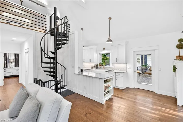 Staircase to Loft for office & extra bedroom.
