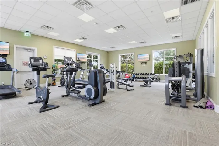 Workout area with a drop ceiling