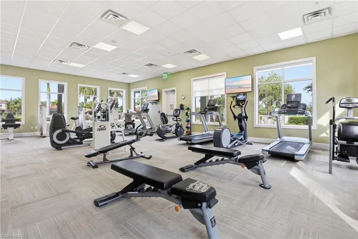 Gym featuring a drop ceiling