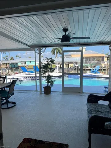 Swimming pool with a screened patio