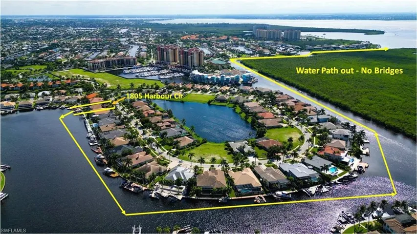 Very short water path out to open water with no bridges.