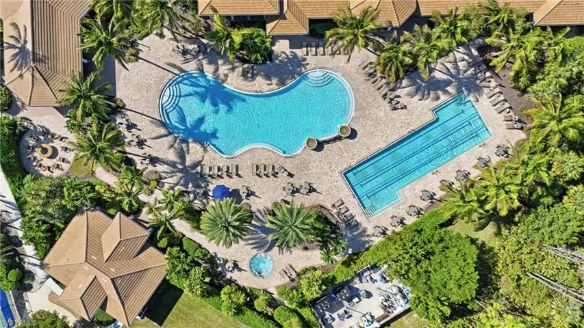 Drone / aerial view of a pool
