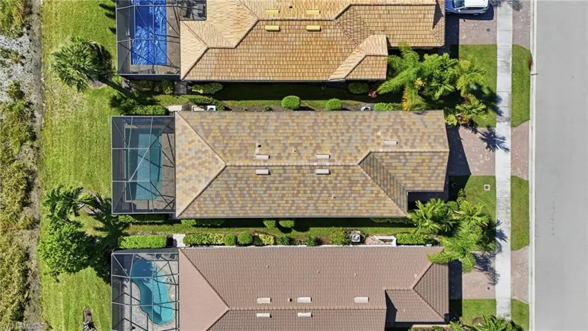 Aerial view of a pool