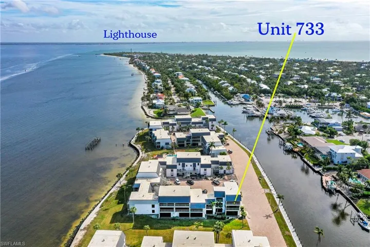 Drone / aerial view of a nearby body of water