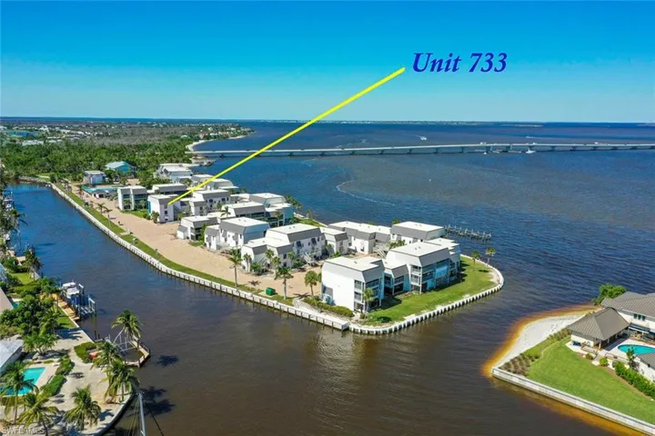 Bird's eye view of a nearby body of water
