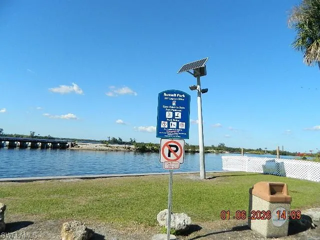 Water view featuring a notable bridge