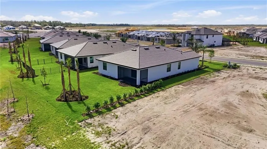 Aerial perspective of suburban area