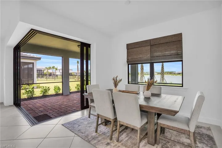 View of tiled dining room