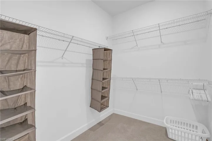 Spacious closet with carpet floors