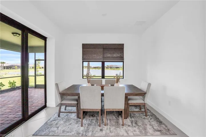 View of tiled dining room