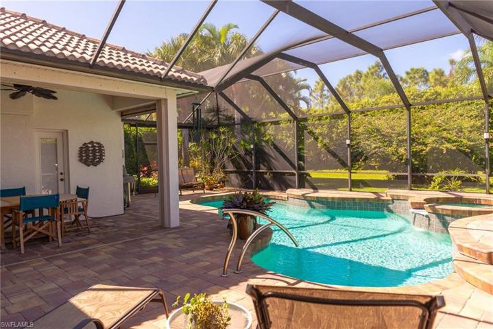 Huge lanai off the back of the house.  Plenty of space to enjoy the pool and sun, grill out or relax under the covered area.