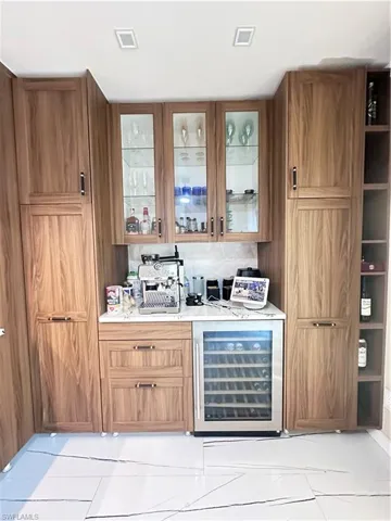 Indoor bar with wine cooler