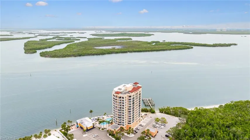 Aerial view of a large body of water