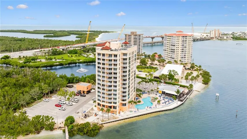 Bird's eye view of a nearby body of water