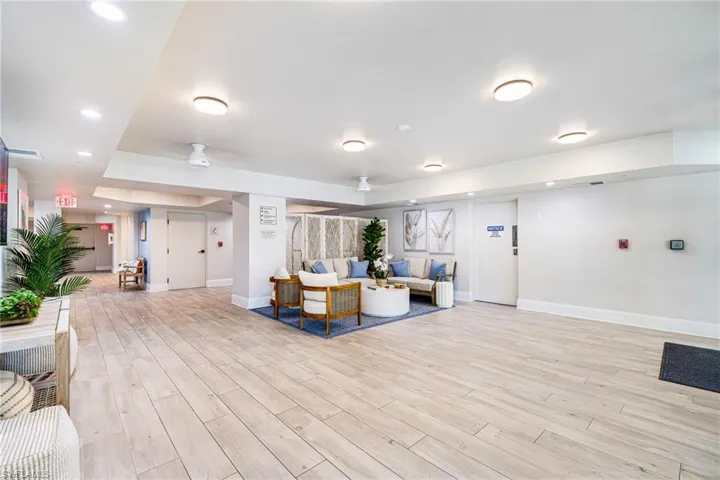 Building lobby with recessed lighting