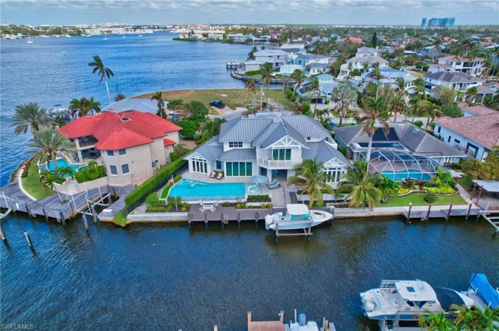 Aerial view with a water view of Naples Bay