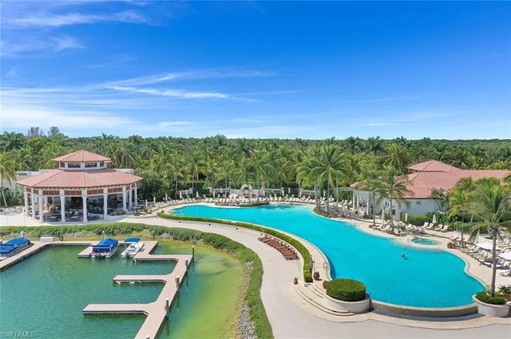 Community pool featuring a patio area and a gazebo